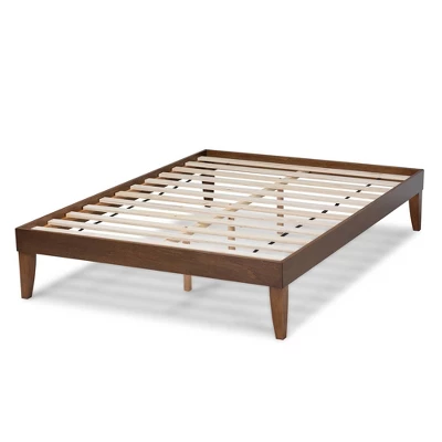 Lucina Walnut Platform Bed Frame Brown - Baxton Studio 2 Lucina Walnut Platform Bed Frame Brown - Baxton Studio - Image 2