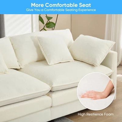 Mjkone 77'' L-Shaped Modular Deep Seat Sofa, Modern Chenille 3-Seat Cloud Sofa With Ottoman And Thickened Cushion 6 Mjkone 77'' L-Shaped Modular Deep Seat Sofa, Modern Chenille 3-Seat Cloud Sofa With Ottoman And Thickened Cushion - Image 6