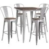 Flash Furniture 31.5" Square Metal Bar Table Set With Wood Top And 4 Stools