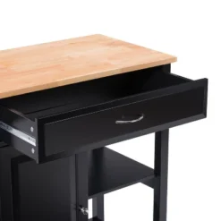 Sage Wood Kitchen Cart With Cupboard Black - CorLiving -Baxton Studio Sale Shop GUEST 86e0e9b2 2714 4712 97a5 eaa292572ba6