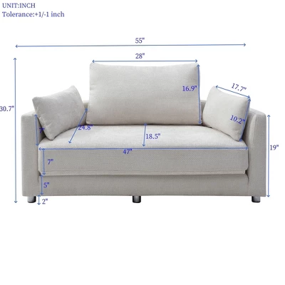 Sapphtopaz Foldable Sleeper Sofa Pull Out Couch Linen 3 Seat Round Sofa Bed Adjustable Futon Sofa Bed With 3 Pillows Couches For Living Room 5 Sapphtopaz Foldable Sleeper Sofa Pull Out Couch Linen 3 Seat Round Sofa Bed Adjustable Futon Sofa Bed With 3 Pillows Couches For Living Room - Image 5