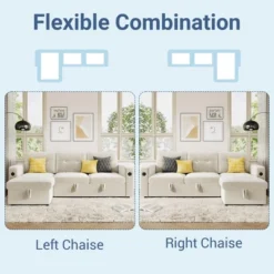 84" L-Shaped Sleeper Sofa Couch, Convertible Pull-Out Sofa Bed With Storage Chaise, Charging Station & LED Lights -Baxton Studio Sale Shop GUEST 86f87b40 85e6 46ef 93c5 408e24237b10