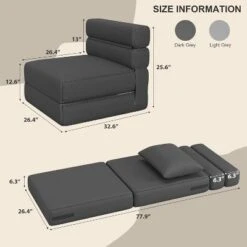 Modern Convertible Sleeper Chair With Upgraded Pillow, Foldable Memory Foam Sleepers, Comfy Floor Sofa -Baxton Studio Sale Shop GUEST 870e2b4e ca73 4668 a9cd 114f660e8666