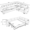 6-Seater L-Shaped Sleeper Combined Sofa Bed, Queen Size Pull Out Sectional Couch W/ High-Density Foam, Easy Assembly