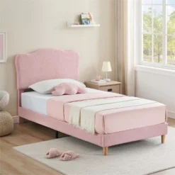 Twin Bed Frame, Twin Size Bed Frame With Cute Upholstered Headboard, Velvet Sturdy Platform Bedframe For Girls And Boys -Baxton Studio Sale Shop GUEST 878d03f4 dd35 4f3c 8dba 3cbde57a936c