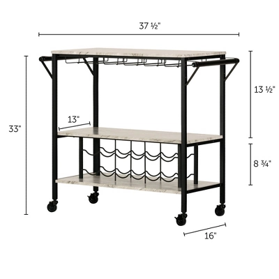 Maliza Bar Cart With Wine Bottle Storage And Wine Glass Rack - South Shore 9 Maliza Bar Cart With Wine Bottle Storage And Wine Glass Rack - South Shore - Image 9