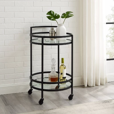 Bailey Round Bar Cart Matte Black - Crosley 1 Bailey Round Bar Cart Matte Black - Crosley