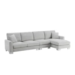 5-Seat L-Shaped Chenille Oversized Sectional Sofa Set With 2 Free Pillows, 4W-ModernLuxe -Baxton Studio Sale Shop GUEST 87ced5d5 87b4 4569 b49f e3a1910f8c7b