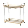 Savannah Metal And Glass Wine Cart Gold/Clear - Baxton Studio