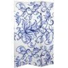 6" Double Sided Filigree Canvas Room Divider Blue - Oriental Furniture