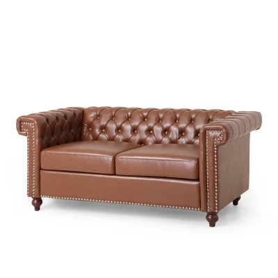Brinkhaven Contemporary Button Tufted Loveseat With Nailhead Trim - Christopher Knight Home 8 Brinkhaven Contemporary Button Tufted Loveseat With Nailhead Trim - Christopher Knight Home - Image 8