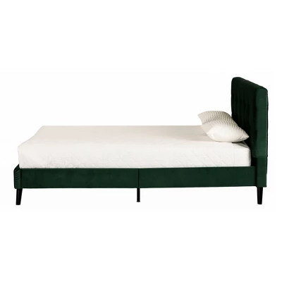 Queen Flam Upholstered Complete Platform Bed Dark Green - South Shore 11 Queen Flam Upholstered Complete Platform Bed Dark Green - South Shore - Image 11