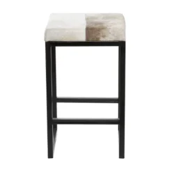 Industrial Cowhide And Metal Counter Height Barstool Gray - Olivia & May