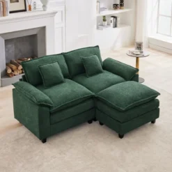 HYLEORY 74.8 In. Chenille Fabric 3 Seat Sectional Sofa With Ottoman -Baxton Studio Sale Shop GUEST 88f5b791 3eac 4ca8 b386 009932f9e36d