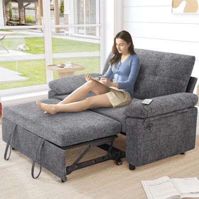 Dyonery 3-in-1 Convertible Sofa Bed, Pull Out Sleeper Sofa With Adjustable Backrest 8 Dyonery 3-in-1 Convertible Sofa Bed, Pull Out Sleeper Sofa With Adjustable Backrest - Image 8