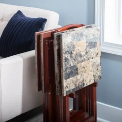 Faux Marble Tray Table Set - Linon -Baxton Studio Sale Shop GUEST 8972bdd7 a31a 4c6a 9b00 c7f8b7ca5701