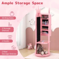 Tangkula Kids Jewelry Cabinet Standing Children Jewelry Organizer W/ Full-Length Mirror -Baxton Studio Sale Shop GUEST 899f6c19 f738 4c50 ae96 7d1d60853ff4