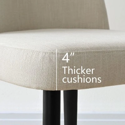 Upholstered Dining Chairs With Linen Blend Fabric And Metal Legs, Modern Armless Side Chairs For Dining Room-Maison Boucle 5 Upholstered Dining Chairs With Linen Blend Fabric And Metal Legs, Modern Armless Side Chairs For Dining Room-Maison Boucle - Image 5