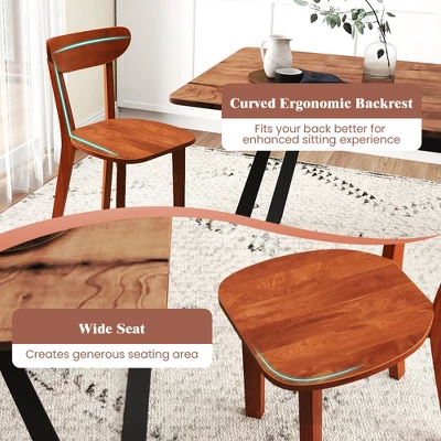 Tangkula Solid Wood Dining Chair Set Of 2 W/ Curved Backrest & Rubber Wood Frame 5 Tangkula Solid Wood Dining Chair Set Of 2 W/ Curved Backrest & Rubber Wood Frame - Image 5