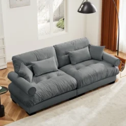 Christopher Knight Home Bernal 93.7" Modern 2 Seat Velvet Round Arm Sofa With Pillows -Baxton Studio Sale Shop GUEST 89d21b0c 72d9 4343 b672 80aef1d43628