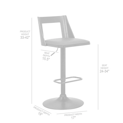 Milan Adjustable Swivel Faux Leather Metal Barstool Black - Armen Living 9 Milan Adjustable Swivel Faux Leather Metal Barstool Black - Armen Living - Image 9