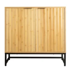 Aash 2-Doors Bamboo Cabinet With Black Metal Legs And 1 Adjustable Inner Shelves - The Pop Maison -Baxton Studio Sale Shop GUEST 89fd4478 6fe6 4153 9a97 2f9db62d74d2