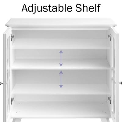 Buffet Cabinet With X-Pattern Doors – Entryway Table With Glass Display Cabinet For Kitchen, Bathroom Or Living Room Storage By Lavish Home (White) 2 Buffet Cabinet With X-Pattern Doors – Entryway Table With Glass Display Cabinet For Kitchen, Bathroom Or Living Room Storage By Lavish Home (White) - Image 2