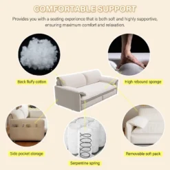 TIRAMISUBEST Queen Size Pull Out Sofa Bed, 3-in-1 Convertible Chaise Lounge Sleeper Sofa With Side Storage Pockets -Baxton Studio Sale Shop GUEST 8a94147e 748b 48e2 b9fb 0141383f8c4e