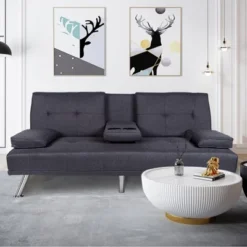 DOMETOUR 66.1'' Futon Sleeper Sofa Bed -Baxton Studio Sale Shop GUEST 8a95f24c 8ede 4cac 941a be6757c034c2