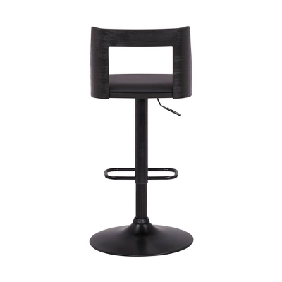 Milan Adjustable Swivel Faux Leather Metal Barstool Black - Armen Living 4 Milan Adjustable Swivel Faux Leather Metal Barstool Black - Armen Living - Image 4