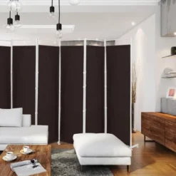 Costway 6-Panel Room Divider Folding Privacy Screen W/Steel Frame Decoration BrownBlack -Baxton Studio Sale Shop GUEST 8aa2b39f 9eda 466e 8a5c 297911ddd127