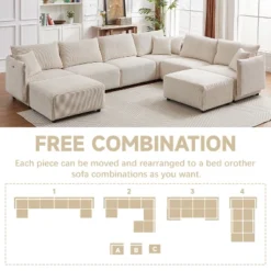 106"W Modular Combination Style Sofa, Modern Minimalist Corduroy Sofa With 2 Comfort Pillows And USB & C Charging Ports 4S - ModernLuxe 21 106"W Modular Combination Style Sofa, Modern Minimalist Corduroy Sofa With 2 Comfort Pillows And USB & C Charging Ports 4S - ModernLuxe -Baxton Studio Sale Shop GUEST 8af76ebb ef41 4562 a19e ea1f7946a718