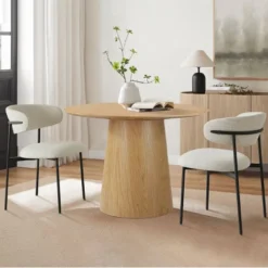 Merida Dining Chair Set Of 2, Simple Design Armless Side Chairs With Metal Legs For Kitchen, Dining Room & Living Space-Maison Boucle