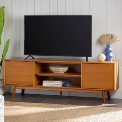 Solid Wood Mid-Century Modern TV Stand For TVs Up To 80" - Saracina Home 31 Solid Wood Mid-Century Modern TV Stand For TVs Up To 80" - Saracina Home -Baxton Studio Sale Shop GUEST 8b7506fc 5e20 44b3 838f e44d2919b468
