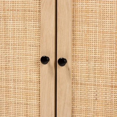 Declan Wood And Natural Rattan 2 Door Storage Cabinet Espresso Brown/Black - Baxton Studio 5 Declan Wood And Natural Rattan 2 Door Storage Cabinet Espresso Brown/Black - Baxton Studio - Image 5