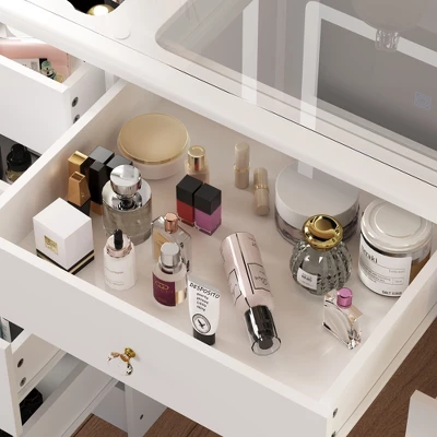 Famapy 43"W Large Vanity Table 9-Drawer Vanity Set With Crystal Pulls And Versatile Mirror Lighting 11 Famapy 43"W Large Vanity Table 9-Drawer Vanity Set With Crystal Pulls And Versatile Mirror Lighting - Image 11