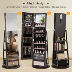 Tangkula 360° Swivel Jewelry Cabinet W/ Mirror Jewelry Storage Organizer Built-in Lights Dark Brown 17 Tangkula 360° Swivel Jewelry Cabinet W/ Mirror Jewelry Storage Organizer Built-in Lights Dark Brown -Baxton Studio Sale Shop GUEST 8b94d613 ec73 49b3 9fc2 a5eef7910cf8