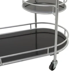 Contemporary Metal 3-Tier Oval Bar Cart Silver - Olivia & May -Baxton Studio Sale Shop GUEST 8b9c101e eb4c 47f2 800e ed0d92f37bd2