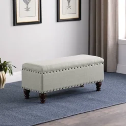 Large Storage Bench With Nailhead Trim - HomePop 27 Large Storage Bench With Nailhead Trim - HomePop -Baxton Studio Sale Shop GUEST 8be6a279 039b 40e3 8e0e b84b5e15a23c