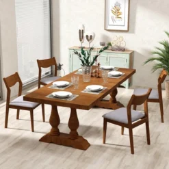 Tangkula Wooden Dining Chair Set Of 4 W/ Rubber Wood Frame Wide Padded Seat -Baxton Studio Sale Shop GUEST 8c0b5a08 57d2 4793 b688 4f00cfc30077