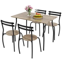 Costway 5PCS Dining Table Set 4 Chairs Wood & Metal Frame Space-saving Kitchen Furniture -Baxton Studio Sale Shop GUEST 8c2fcc81 9706 46c2 8ce3 b6b758bd1a9b