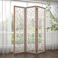 Farmhouse Wood Patterned Room Divider Screen White - Olivia & May -Baxton Studio Sale Shop GUEST 8c3b877a ca6e 4088 8cd7 d1d21ed7f213