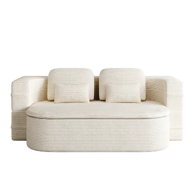 Foldable Sofa Convertible Sleeper Sofa Bed Floor Sofa Corduroy Upholstered Lounge Sofa With Multi Functional Blanket & Pillows - ModernLuxe 3 Foldable Sofa Convertible Sleeper Sofa Bed Floor Sofa Corduroy Upholstered Lounge Sofa With Multi Functional Blanket & Pillows - ModernLuxe - Image 3