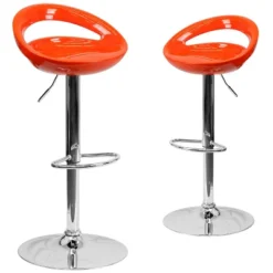 Emma And Oliver 2 Pack Contemporary Plastic Adjustable Height Barstool With Rounded Cutout Back And Chrome Base -Baxton Studio Sale Shop GUEST 8c81703b 8e14 44d0 94d8 80dee78f2caa