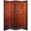 6' Tall Double Sided Doors Canvas Room Divider 4 Panel - Oriental Furniture