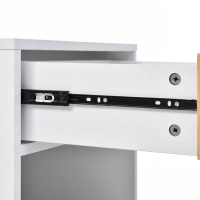 Nightstand With USB Charging Ports, End Table With 1 Drawer And Metal Legs, White+Natural Finish-ModernLuxe 7 Nightstand With USB Charging Ports, End Table With 1 Drawer And Metal Legs, White+Natural Finish-ModernLuxe - Image 7