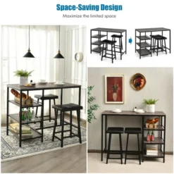 Costway 3 Piece Counter Height Dining Bar Table Set W/2 Stools&3 Storage Shelves -Baxton Studio Sale Shop GUEST 8d80cc65 9a76 4747 a3d8 7f9413005dd2