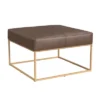 HomePop Large Square Metal Faux Leather Ottoman