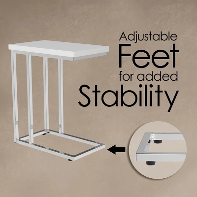Hastings Home C-Shaped Sofa Side Table Space-Saving, White 3 Hastings Home C-Shaped Sofa Side Table Space-Saving, White - Image 3