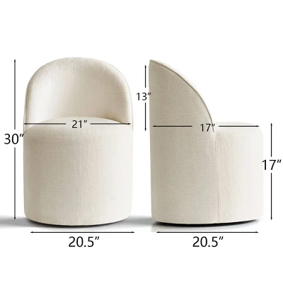 Rolling Barrel Dining Chair, Modern Armless Upholstered Accent Chair With Casters For Kitchen, Home Office, Or Dining Room-Maison Boucle 3 Rolling Barrel Dining Chair, Modern Armless Upholstered Accent Chair With Casters For Kitchen, Home Office, Or Dining Room-Maison Boucle - Image 3